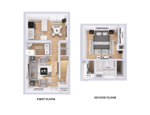 Floor plan for 1 bed, 1 bath, 820 sqft